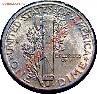 Q14 Ag США 10¢ 1935 Mercury Dime aUNC до 03.07 в 22°° - Q14 10C Dime USA 1935 AU_2