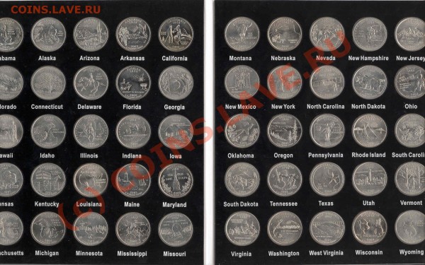 Продам полный набор квотеров США в альбоме - quarters