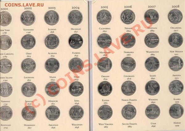 Продам полный набор квотеров США в альбоме - littleton folder only states3