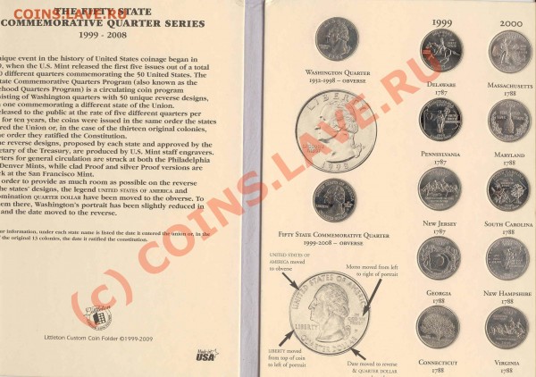 Продам полный набор квотеров США в альбоме - littleton folder only states2