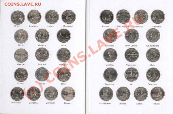 Продам полный набор квотеров США в альбоме - quarters with flags3