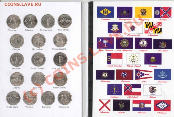 Продам полный набор квотеров США в альбоме - quarters with flags2