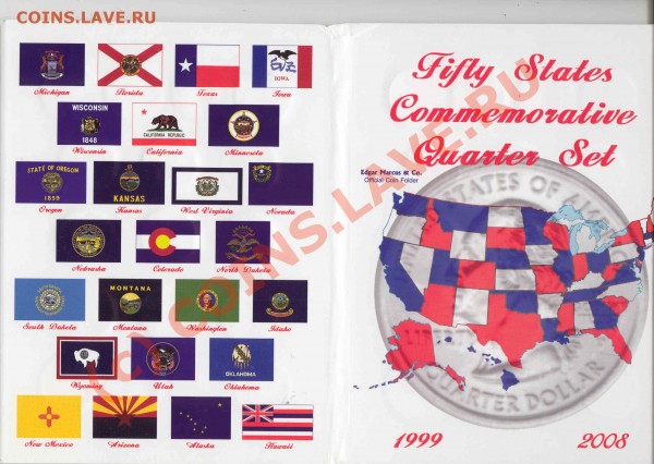 Продам полный набор квотеров США в альбоме - quarters with flags