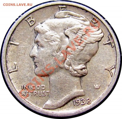 Q34 Ag США 10¢ 1938D Mercury Dime VF-XF до 06.07 в 22°° - Q34 USA 10c 1938D_2