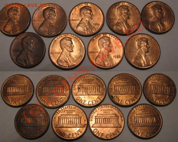 Монеты из США (ходячка) - 1 цент.JPG