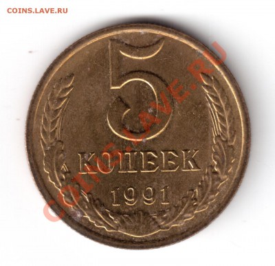 5 копеек 1991м раскол аверса - 5-1991-2