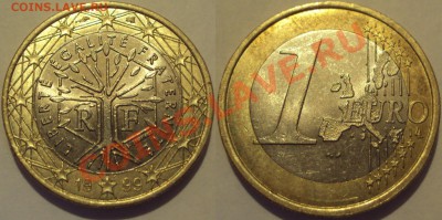 Оцените 1 евро (четыре монеты)1999,2001,2002,2002 - 1е 1999.JPG