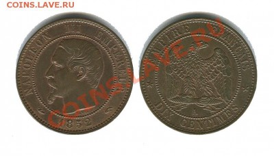 Франция 10 сантимов 1852 А - франция 10 сантимов 1852