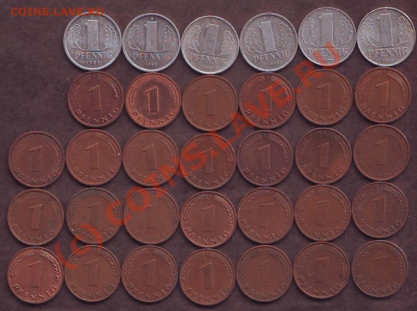 1 пфенниг ФРГ - 27 шт (с 1 руб). До 21.00 6.09.2009 г. - ФРГ_1п.JPG