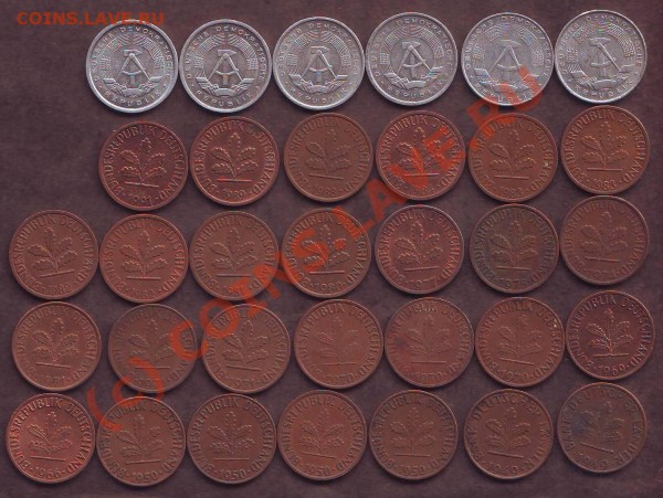 1 пфенниг ФРГ - 27 шт (с 1 руб). До 21.00 6.09.2009 г. - ФРГ_1п_обр.JPG