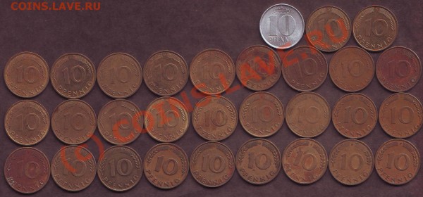 10 пфеннигов ФРГ - 29 шт (с 1 руб). До 21.00 6.09.2009 г. - ФРГ_10п.JPG