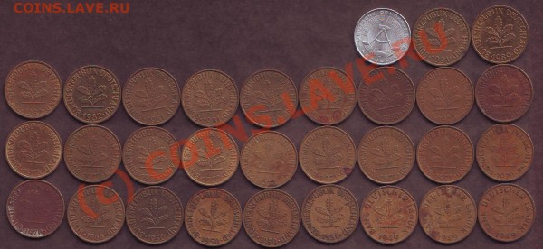 10 пфеннигов ФРГ - 29 шт (с 1 руб). До 21.00 6.09.2009 г. - ФРГ_10п_обр.JPG