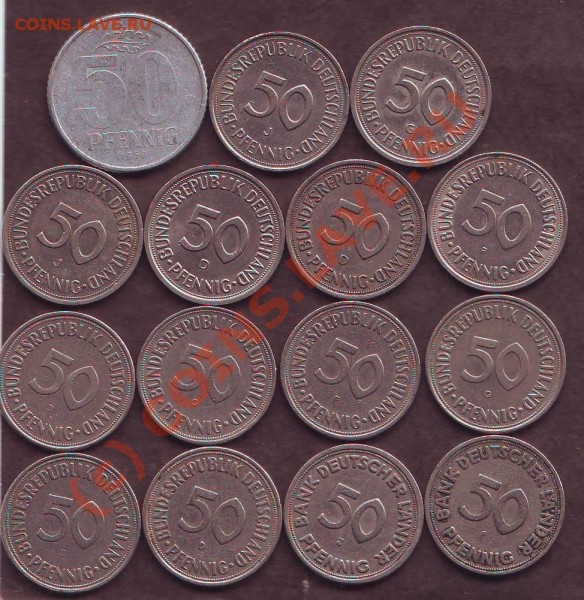 50 пфеннигов ФРГ - 14 шт (с 1 руб). До 21.00 6.09.2009 г. - ФРГ_50п.JPG
