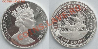 Серебро Остров Мэн Футбол 1 крона 1986 proof до 17.07 22:00 - 1