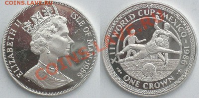 Серебро Остров Мэн Футбол 1 крона 1986 proof до 17.07 22:00 - 1