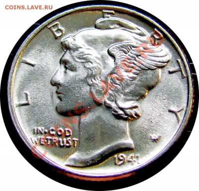 K71 Ag США 10¢ 1941 Mercury Dime UNC до 16.07 в 22°° - K71 10c 1941 UNC_1