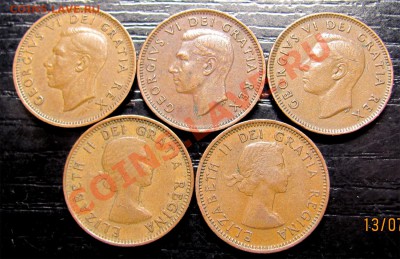 Q55 Канада 1¢ 5 шт. 1950-51-52-53-55 до 19.07 в 22°° - Q55 1c 5 pcs_2