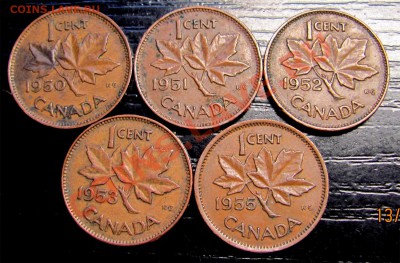Q55 Канада 1¢ 5 шт. 1950-51-52-53-55 до 19.07 в 22°° - Q55 1c 5 pcs_1