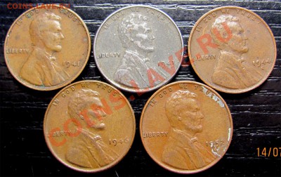 Q56 США 1¢ подборка 5 шт. 1941-43-44S-46-52D до 20.07 в 22°° - Q56 USA 1c 5 pcs_1