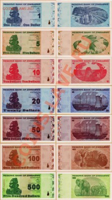 Зимбабве 2009. - 1-500$ Zimbabwe new 30prc