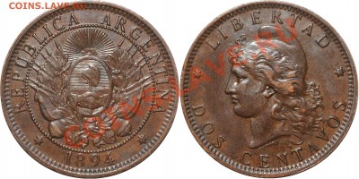2 центаво 1894 Аргентина и 10 сантимов 1911 Италия - Dos Centavos 1894.JPG