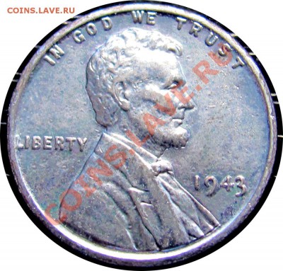 Q72 США 1¢ 1943 USA Lincoln Cent (стальной) UNC 27.07 в 22°° - Q72 1c 1943_1