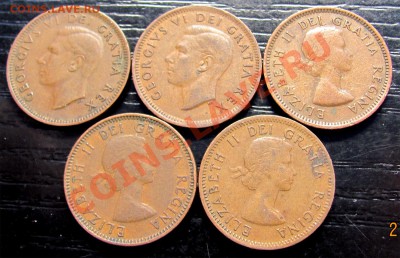 Q75 Подборка Канада 1¢ 5 шт. 1950-51-53-54-55 27.07 в 22°° - Q75 Canada 1c 5 pcs_2
