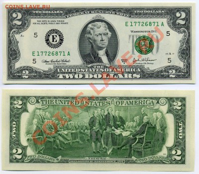 Банкноты России, СССР, США Пресс - 2usd