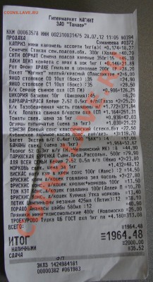 Реальная инфляция с 1 июля 2012г. - чек
