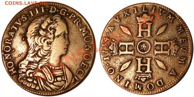 З су (песетта) 1734, Монако. - M22