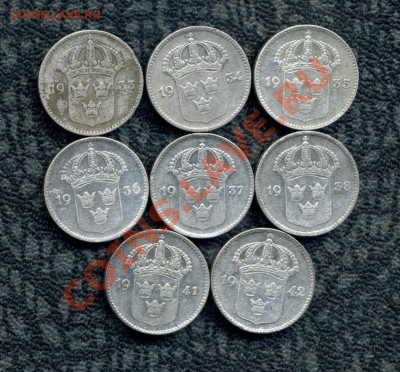 Шведы. Только серебро. Погодовка 10, 25, 50 эре, 1 кр. 20 в. - img204