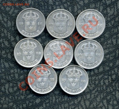 Шведы. Только серебро. Погодовка 10, 25, 50 эре, 1 кр. 20 в. - img215