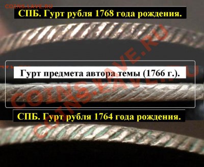 1 рубль 1766 СПБ АШ грубого чекана R1!!! Оценка. - Гурт 1764-1768.1.JPG