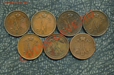 Русская Финляндия 1, 5, 10, 25 пенни, 1, 2 марки. - img254