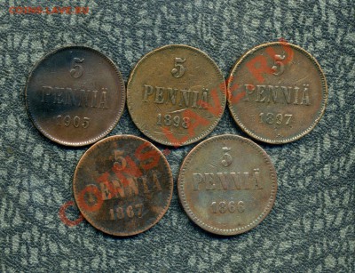 Русская Финляндия 1, 5, 10, 25 пенни, 1, 2 марки. - img257