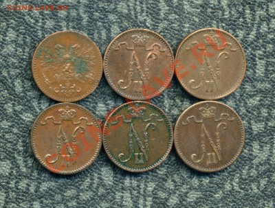 Русская Финляндия 1, 5, 10, 25 пенни, 1, 2 марки. - img260