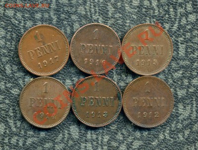 Русская Финляндия 1, 5, 10, 25 пенни, 1, 2 марки. - img259