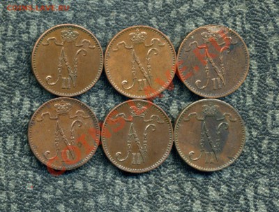 Русская Финляндия 1, 5, 10, 25 пенни, 1, 2 марки. - img262