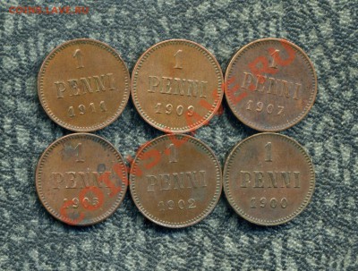 Русская Финляндия 1, 5, 10, 25 пенни, 1, 2 марки. - img261
