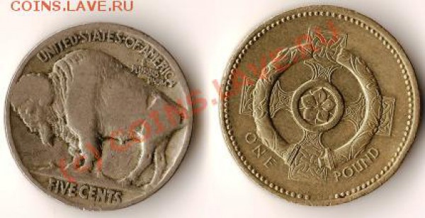 Великобритания 1фунт 1996г. США 5 центов. - Изображение 143