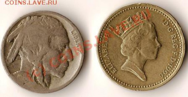Великобритания 1фунт 1996г. США 5 центов. - Изображение 144