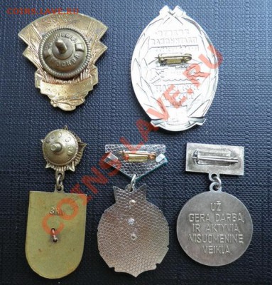 5 знаков (золото-плат. пром., ВЛКСМ и другое) - USSR.5badges.Rv