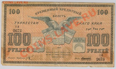 100 руб. 1919 г. Туркестанский край до 21.08 21.00 мск - 040б (2)