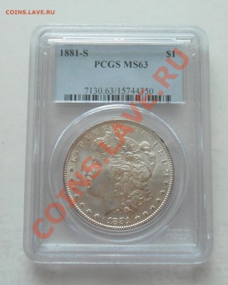 Доллар Моргана 1881 г. "S", в слабе PCGS MS63 - DSC00266.JPG