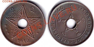 Бельгийское Конго. - Бельгийское Конго 2 сентима 1910