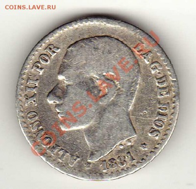 Ag ИСПАНИЯ 50 СЕНТИМО 1881 ДО 30.08.12 В 22.00МСК (2925) - img145