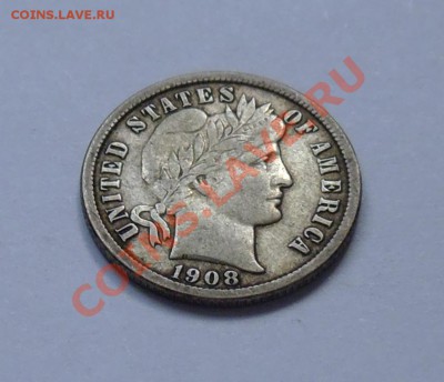 BARBER DIME. USA 1908 - Ag - до 31 авг - 034