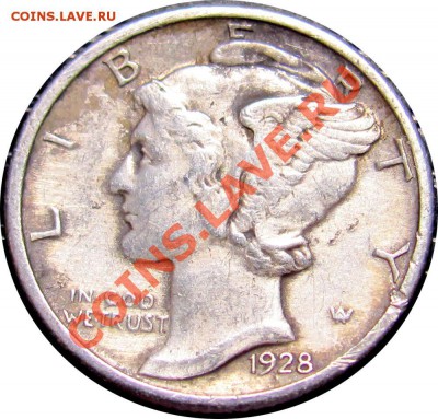 Q52 Ag США 10¢ 1928 Mercury Dime VF-EF до 09.09 в 22°° - Q52 USA 10c 1928 VF-XF_2