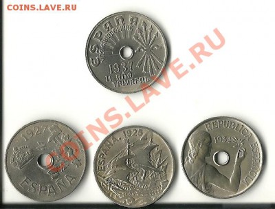 Испания  25 центов  4 монеты( 1925,27,34,37) - Scan_Pic0173