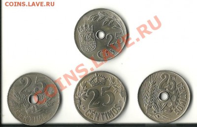 Испания  25 центов  4 монеты( 1925,27,34,37) - Scan_Pic0174